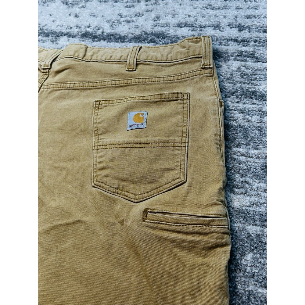 Carhartt Men's Relaxed Fit Mens 46x30 Rugged Flex Tan Brown Canvas Work Pants - Picture 2 of 11